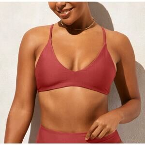 J.Crew Classic Sculpt Lana Bikini Top WMNS M Dark Reddish Pink V-Neck Adjustable